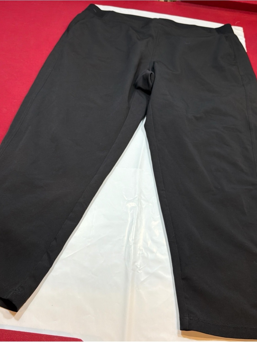 Black High Rise Athletic Pants Stretch Waist Pockets Womens Size 2XL Tapered Leg